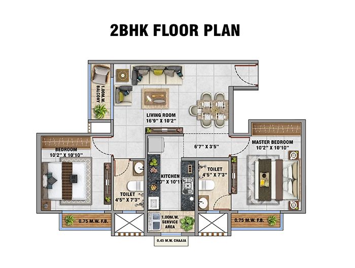 Metro Luxuria 1 BHK Floor Plan 506 Sq Ft Thakurli Dombivli
