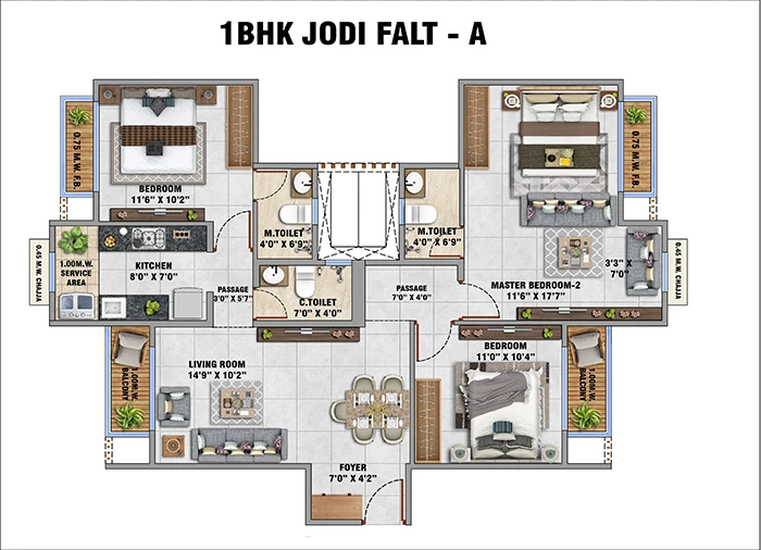 Metro Luxuria 2 BHK Floor Plan 752 Sq Ft Thakurli Dombivli